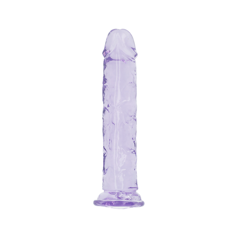 7" SLIM CRYSTAL CLEAR DILDO - PURPLE