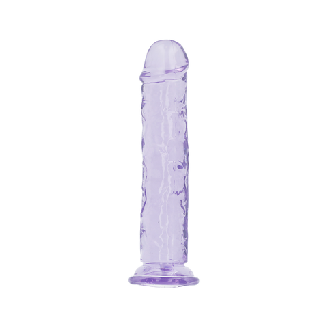 7" SLIM CRYSTAL CLEAR DILDO - PURPLE