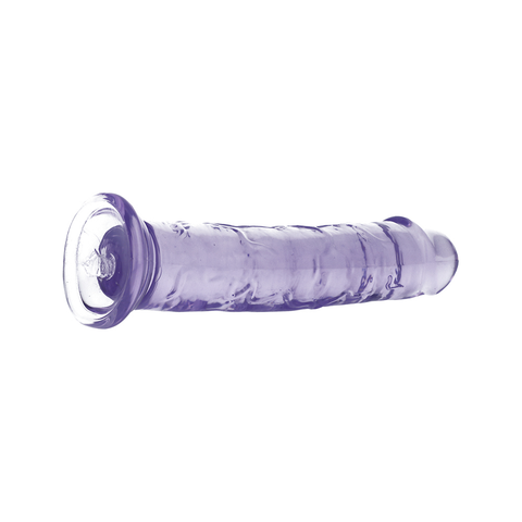 7" SLIM CRYSTAL CLEAR DILDO - PURPLE