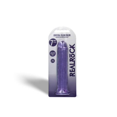 7" SLIM CRYSTAL CLEAR DILDO - PURPLE