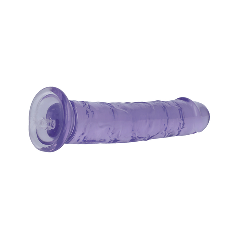 8" SLIM CRYSTAL CLEAR DILDO - PURPLE