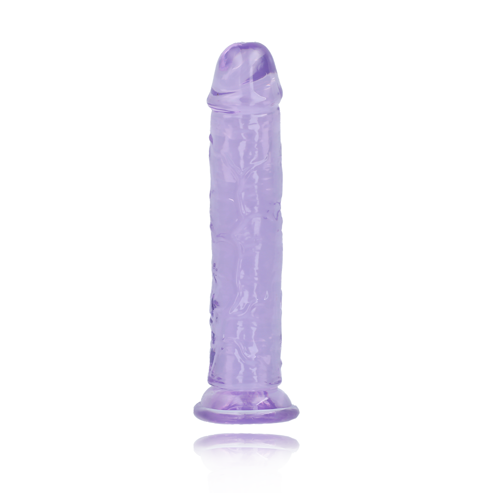 8" SLIM CRYSTAL CLEAR DILDO - PURPLE