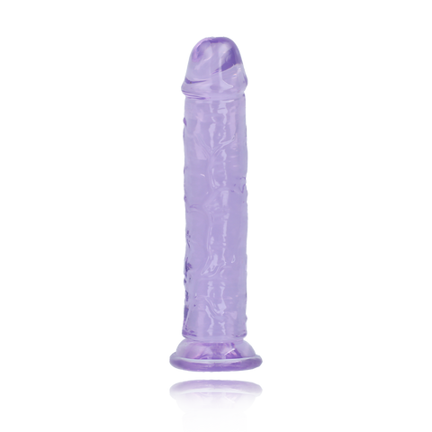 8" SLIM CRYSTAL CLEAR DILDO - PURPLE