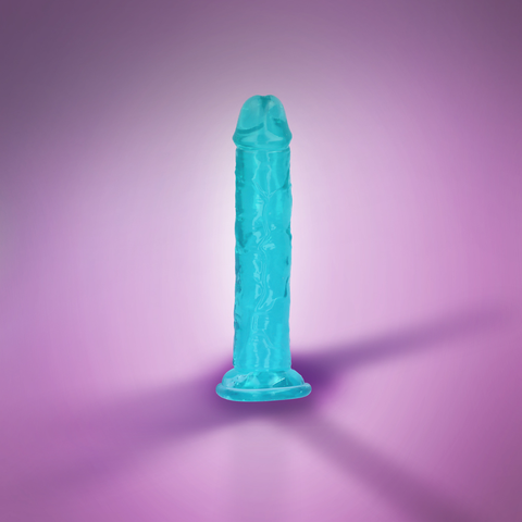 6" SLIM CRYSTAL CLEAR DILDO - TURQUOISE