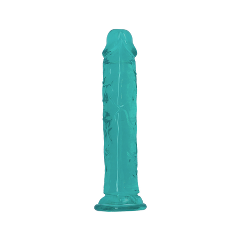 8" SLIM CRYSTAL CLEAR DILDO - TURQUOISE