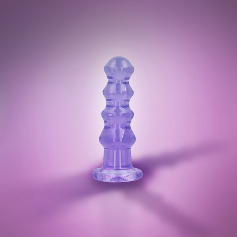 5.5" CURVY CRYSTAL CLEAR DILDO - PURPLE