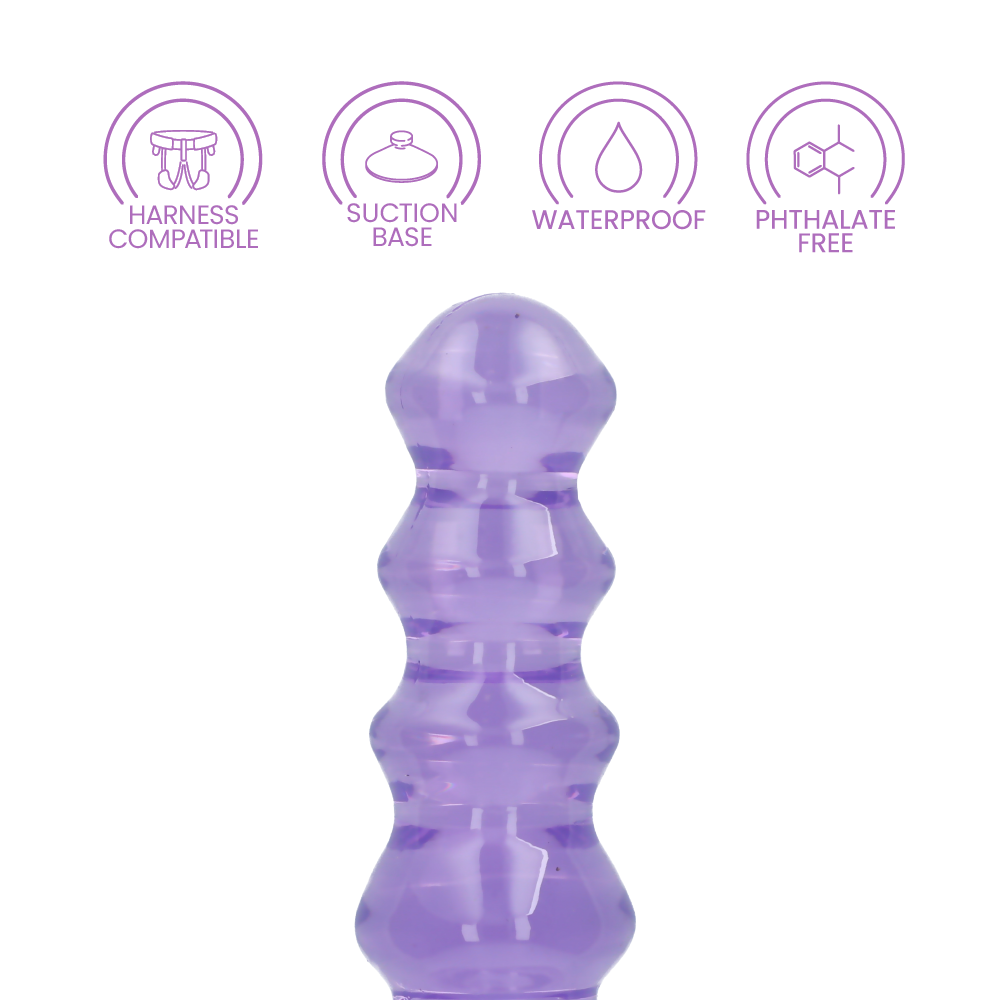 5.5" CURVY CRYSTAL CLEAR DILDO - PURPLE