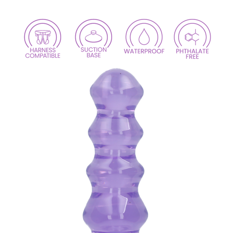 5.5" CURVY CRYSTAL CLEAR DILDO - PURPLE