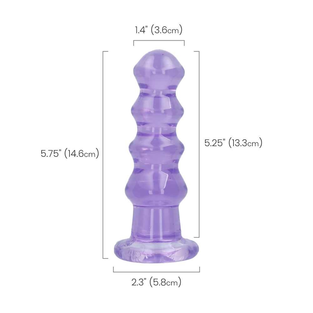 5.5" CURVY CRYSTAL CLEAR DILDO - PURPLE