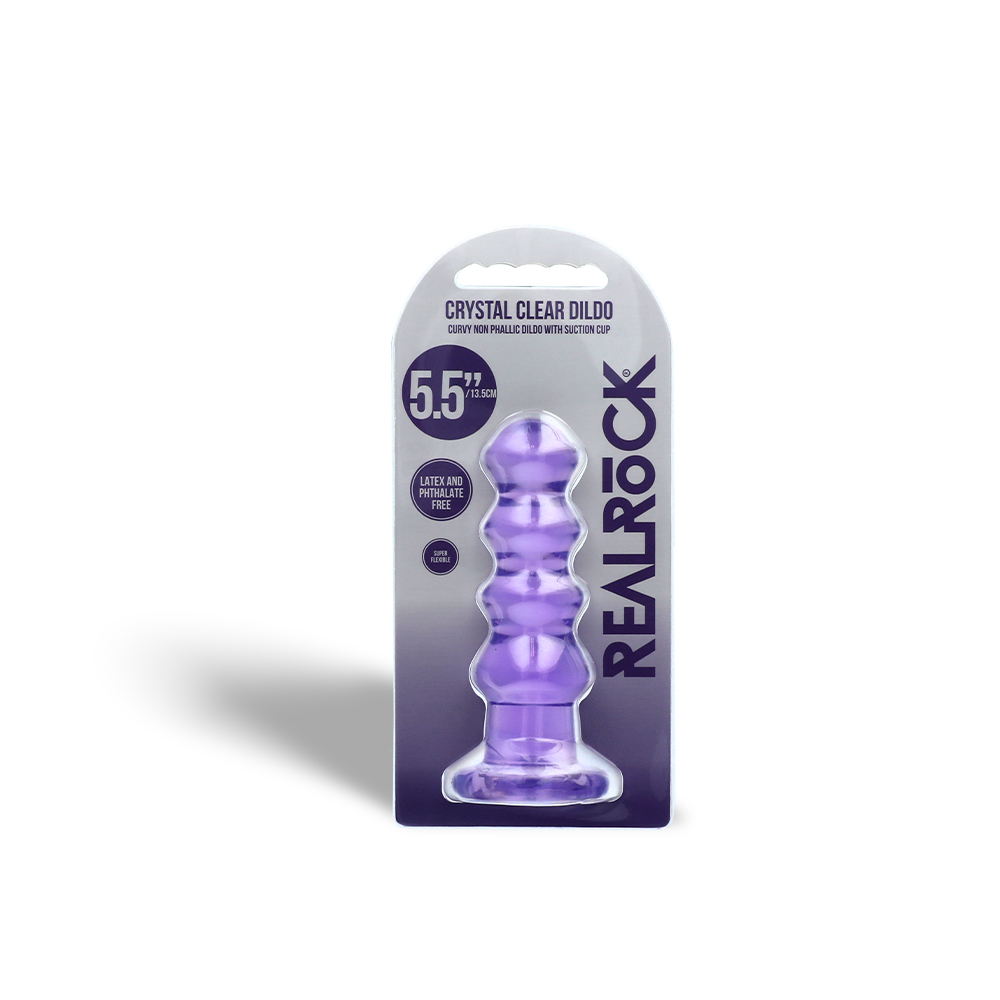 5.5" CURVY CRYSTAL CLEAR DILDO - PURPLE