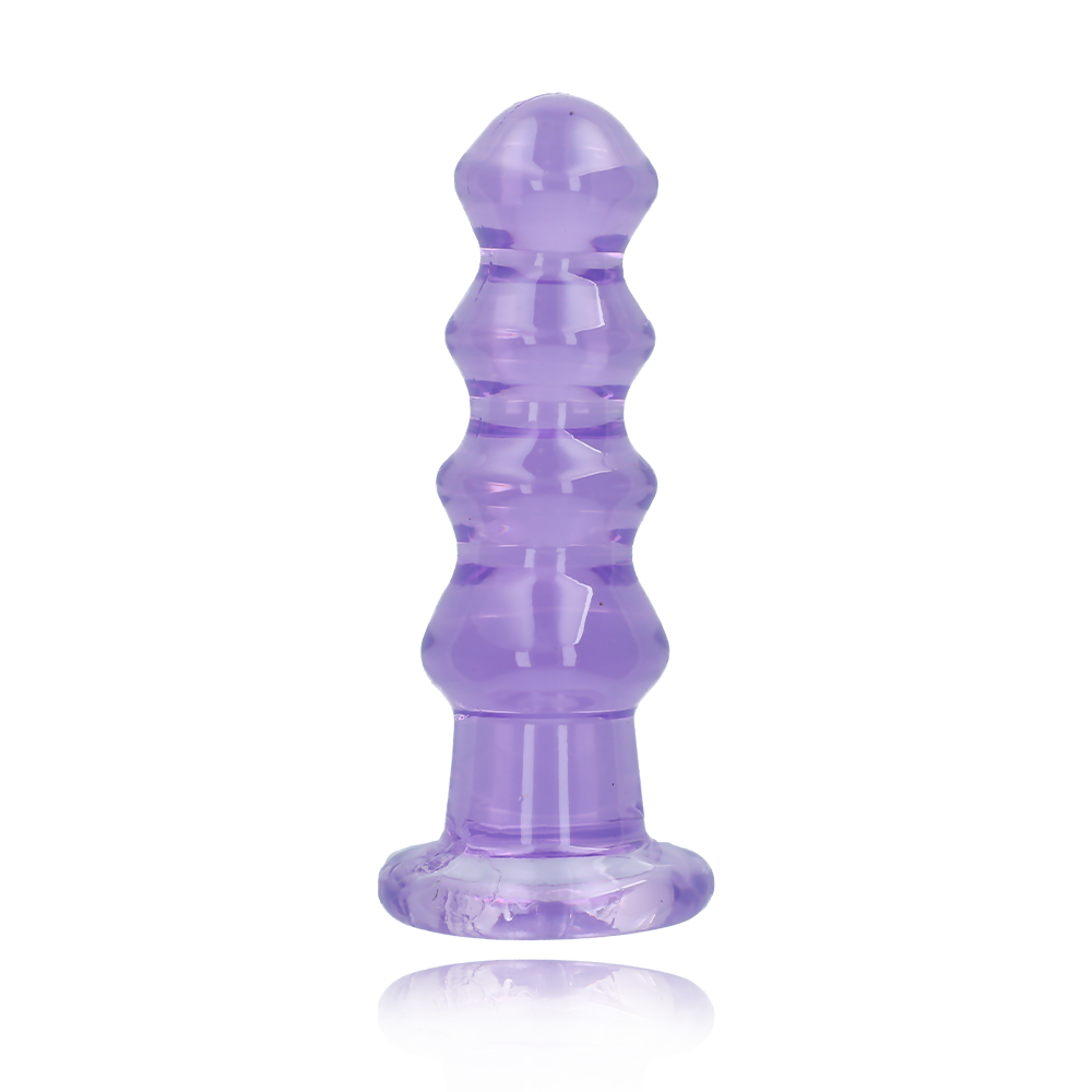 5.5" CURVY CRYSTAL CLEAR DILDO - PURPLE