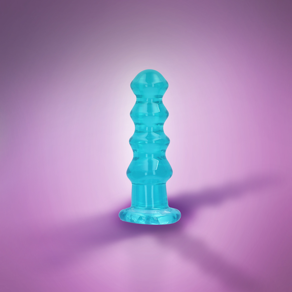 5.5" CURVY CRYSTAL CLEAR DILDO - TURQUOISE