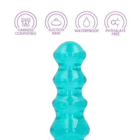 5.5" CURVY CRYSTAL CLEAR DILDO - TURQUOISE