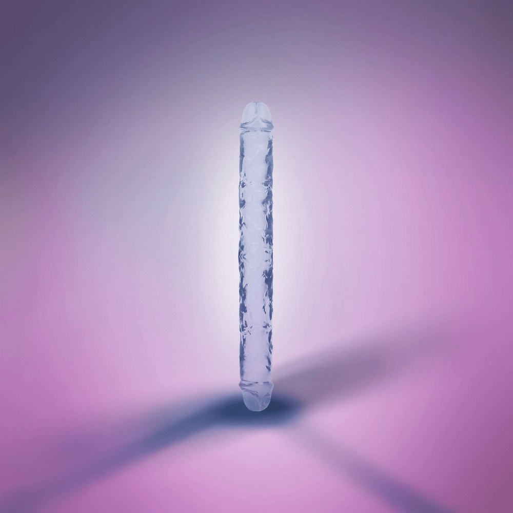 13" DOUBLE CRYSTAL CLEAR DILDO - PURPLE