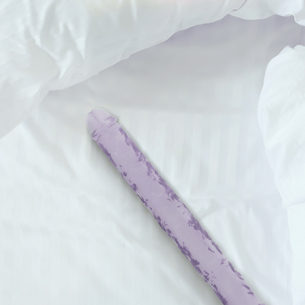 13" DOUBLE CRYSTAL CLEAR DILDO - PURPLE