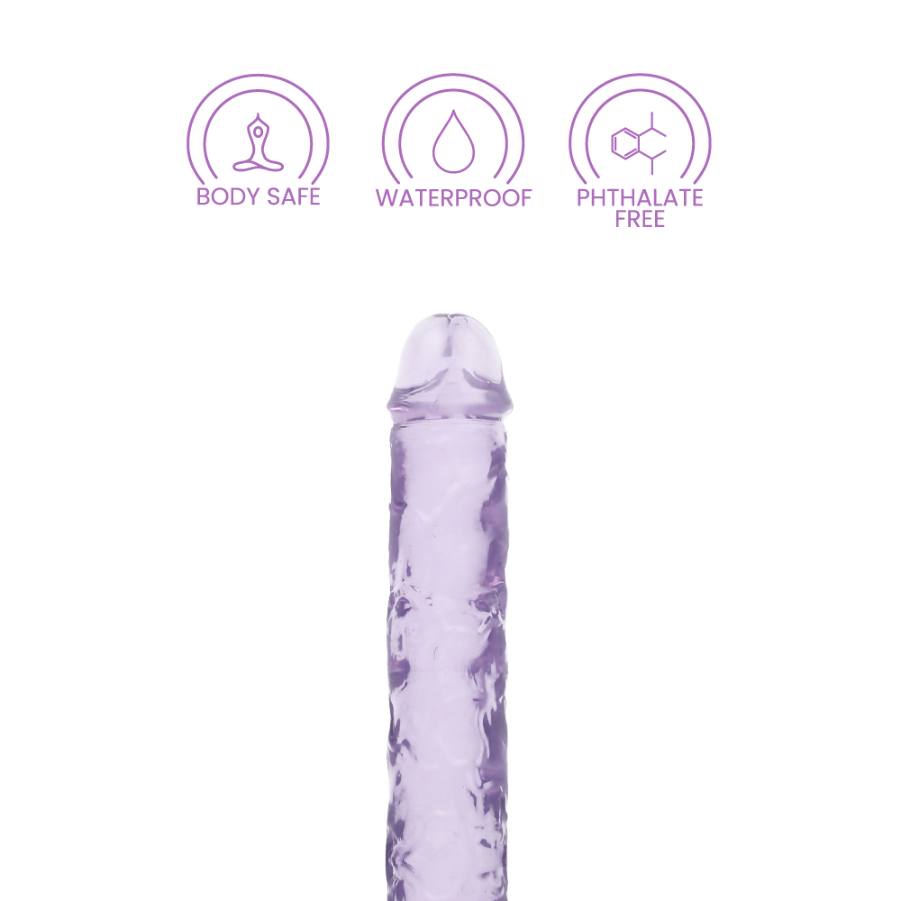 13" DOUBLE CRYSTAL CLEAR DILDO - PURPLE