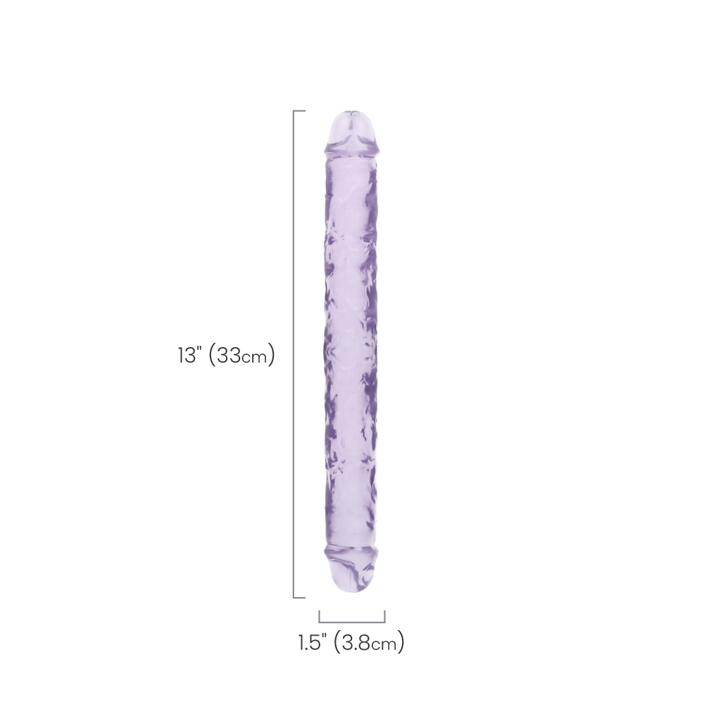 13" DOUBLE CRYSTAL CLEAR DILDO - PURPLE