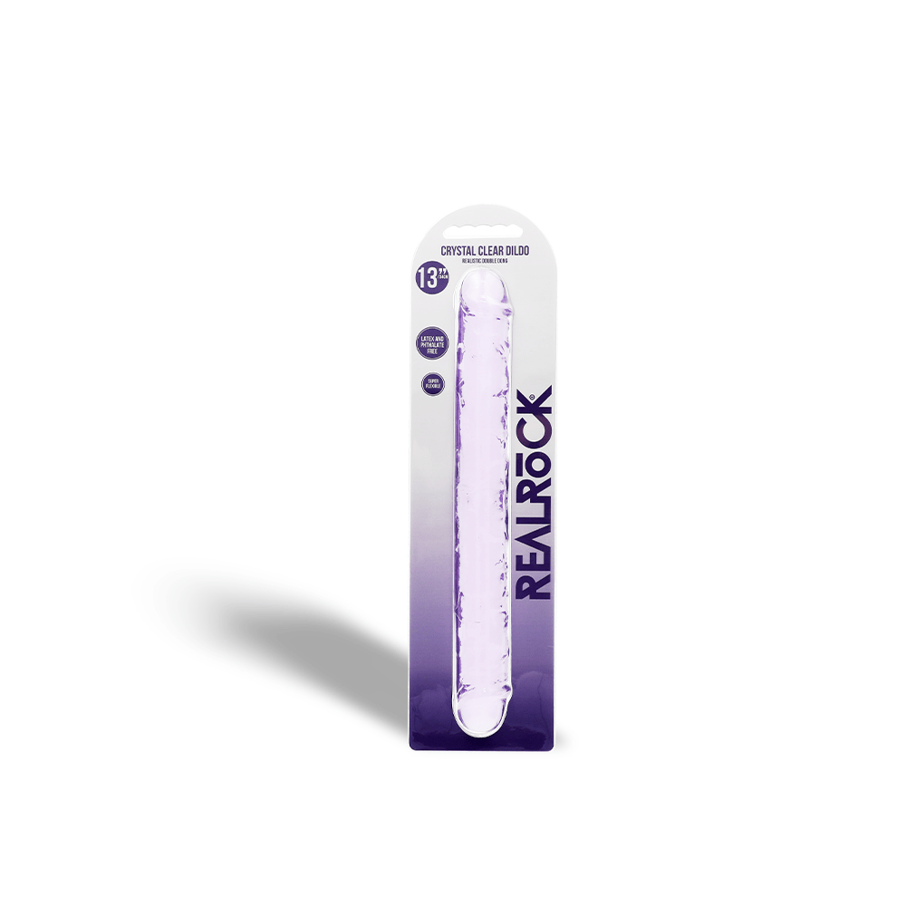 13" DOUBLE CRYSTAL CLEAR DILDO - PURPLE