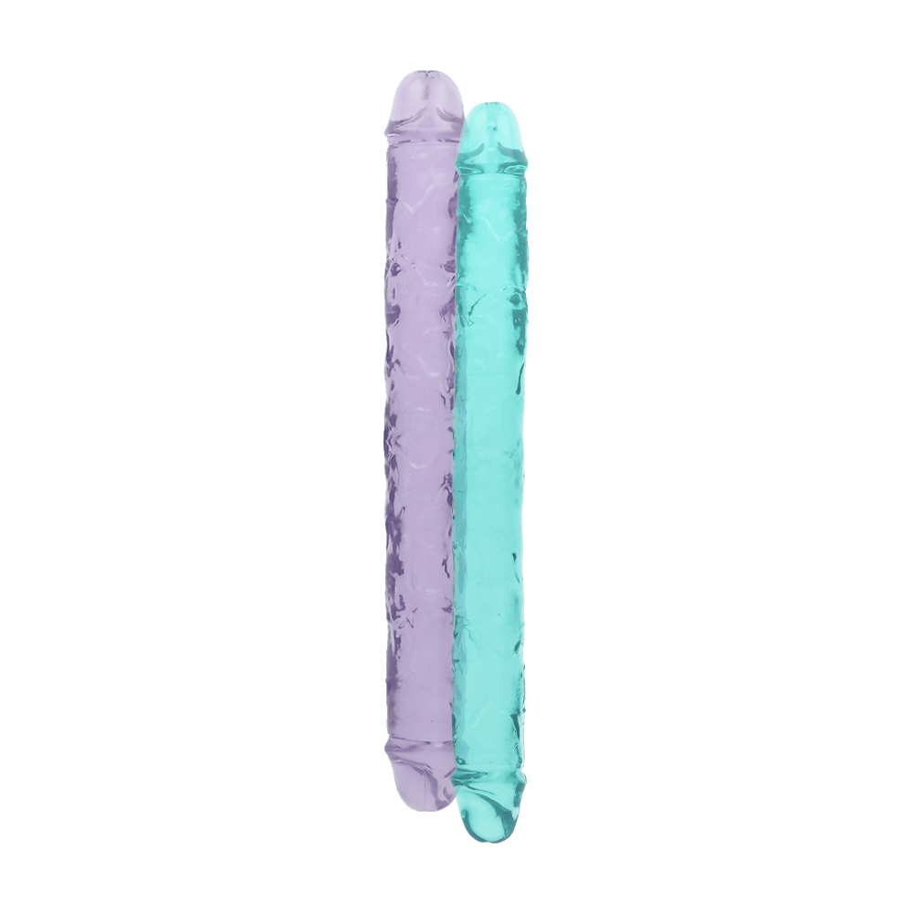 13" DOUBLE CRYSTAL CLEAR DILDO - PURPLE