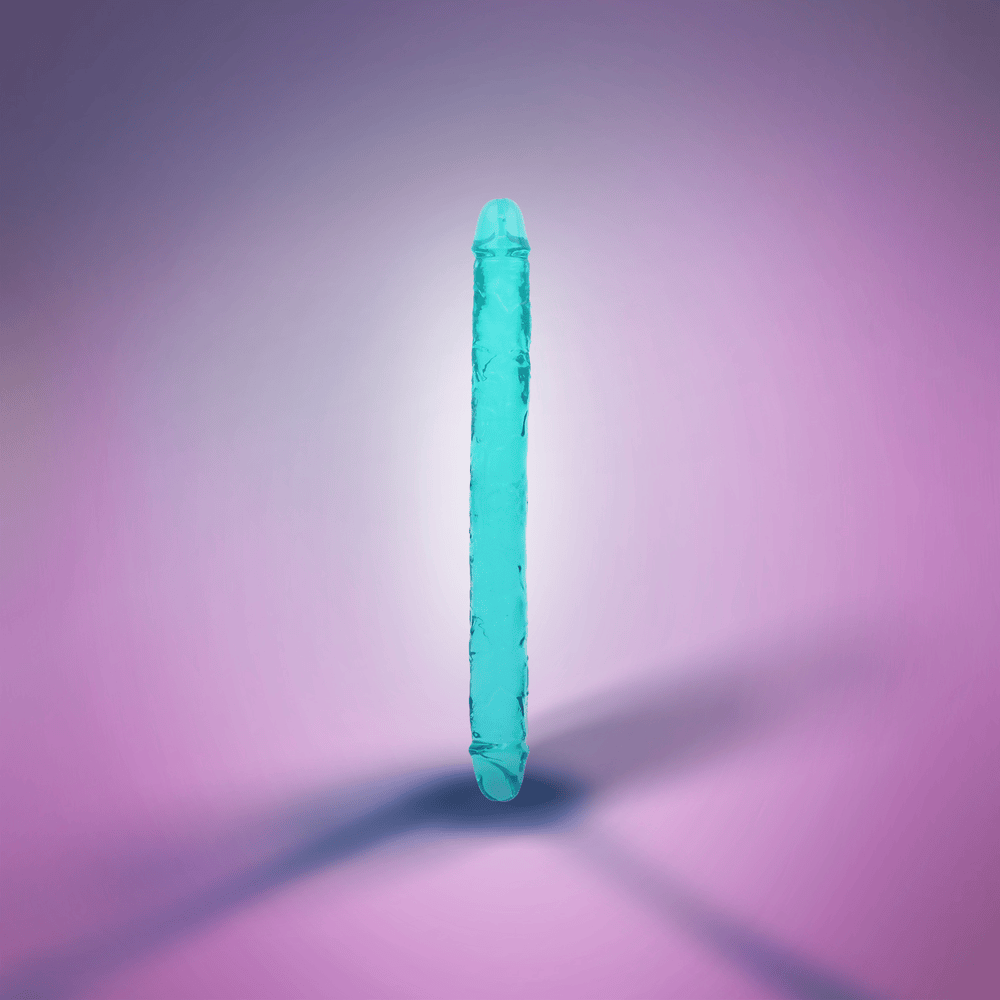18" DOUBLE CRYSTAL CLEAR DILDO - TURQUOISE