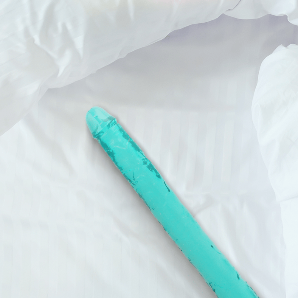 18" DOUBLE CRYSTAL CLEAR DILDO - TURQUOISE