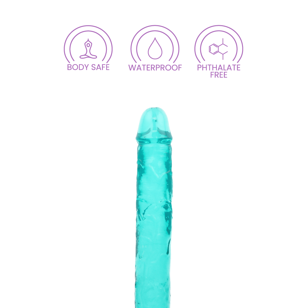 18" DOUBLE CRYSTAL CLEAR DILDO - TURQUOISE