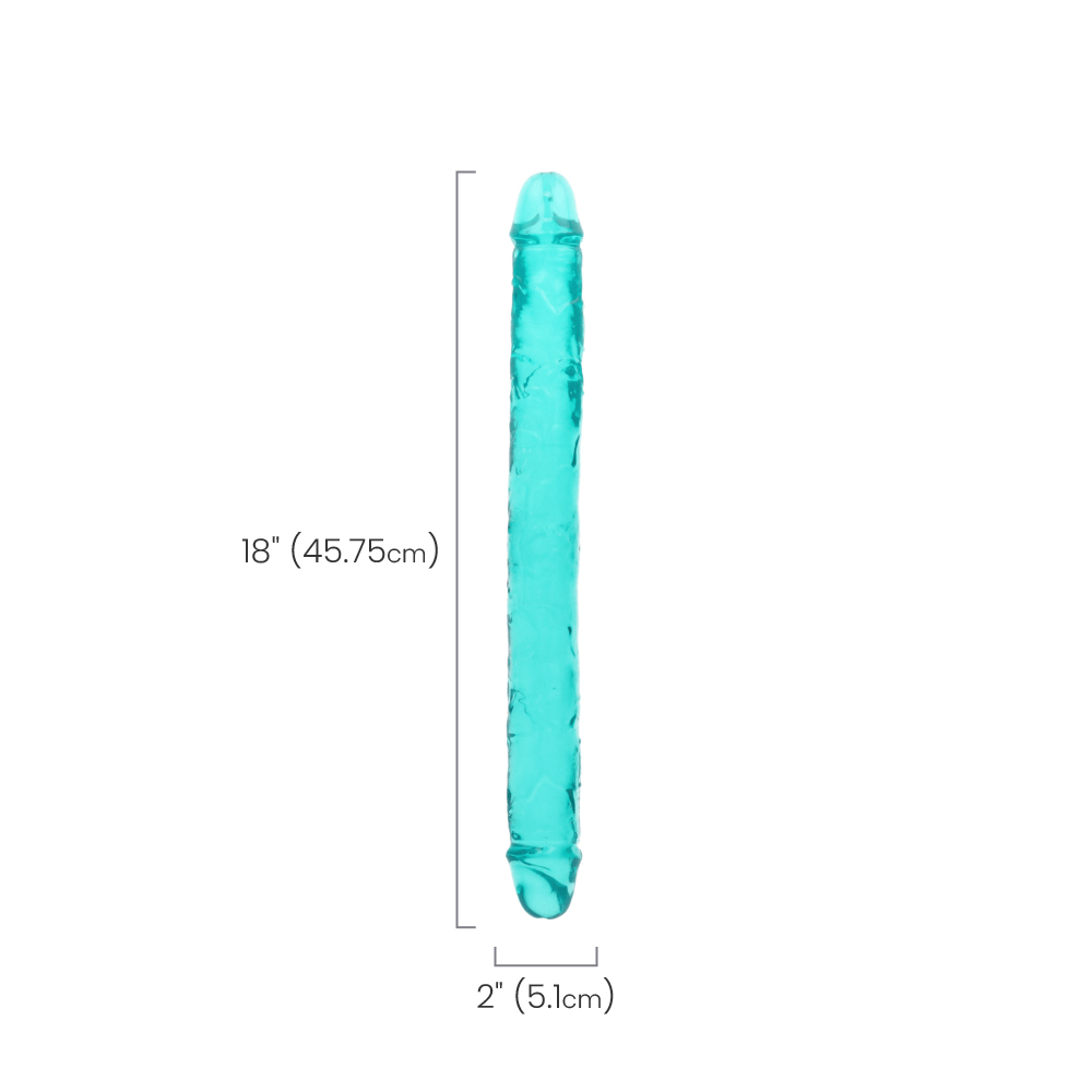 18" DOUBLE CRYSTAL CLEAR DILDO - TURQUOISE