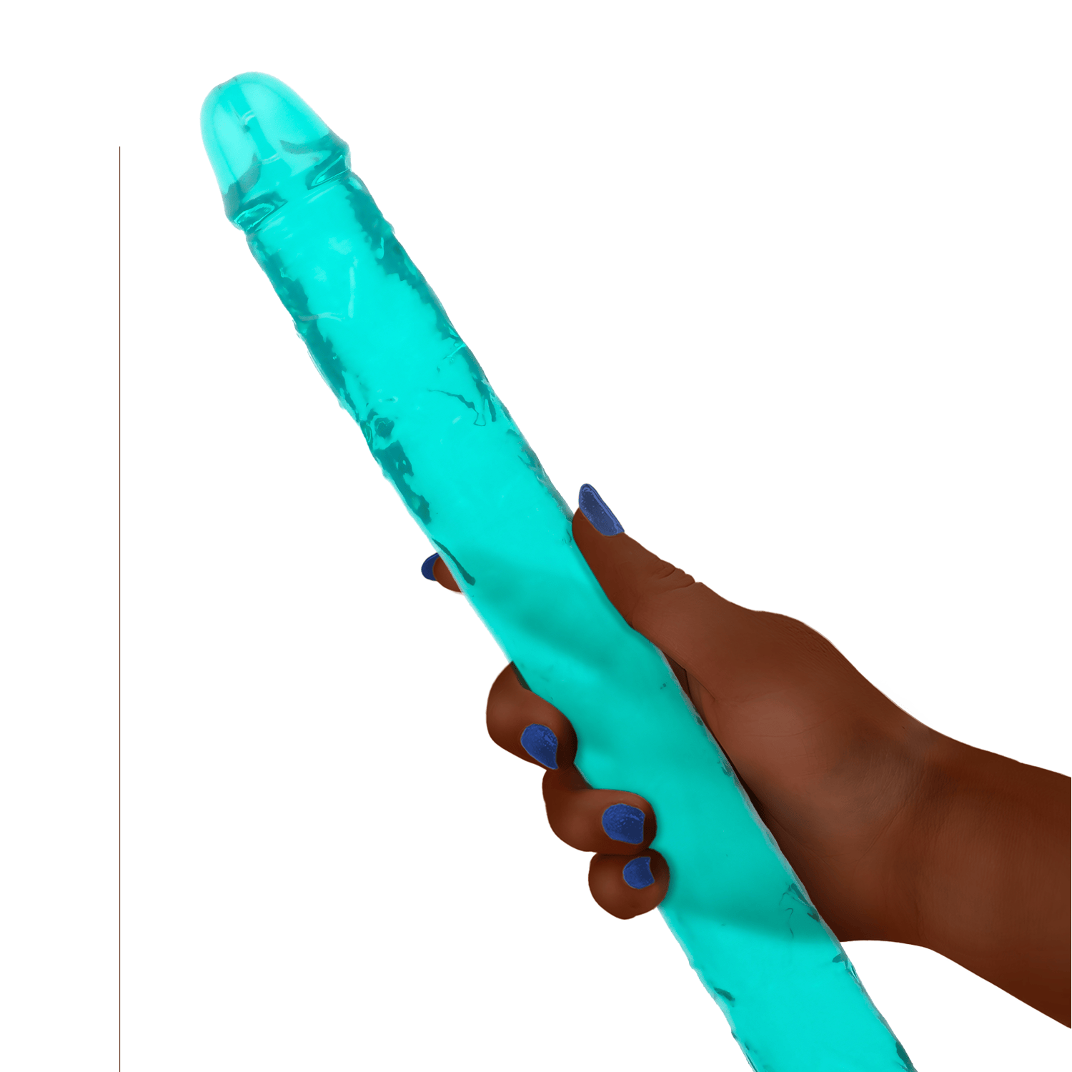 18" DOUBLE CRYSTAL CLEAR DILDO - TURQUOISE