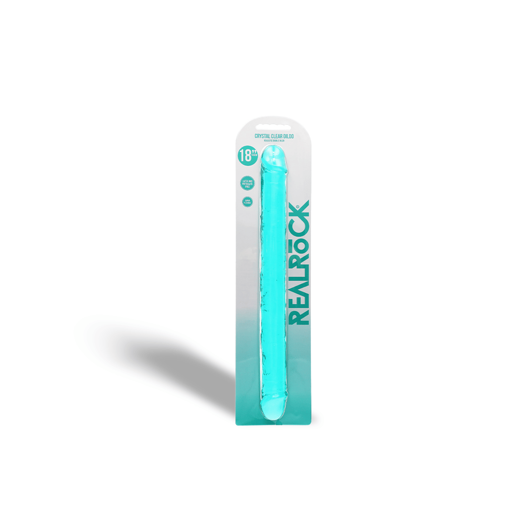 18" DOUBLE CRYSTAL CLEAR DILDO - TURQUOISE