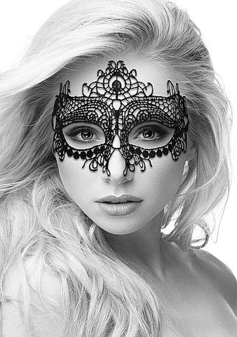 Ouch! Black & White Lace Eye Mask - Queen