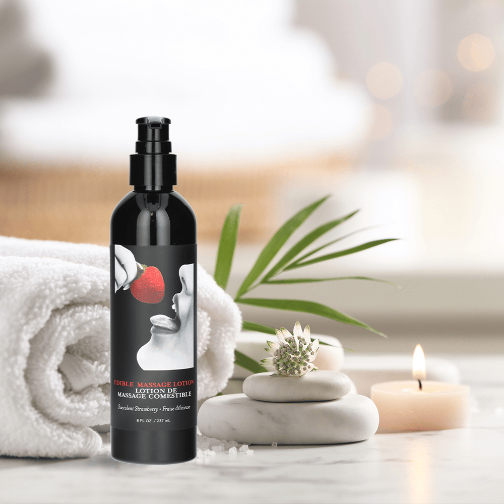 EDIBLE MASSAGE LOTION - 8 OZ - STRAWBERRY