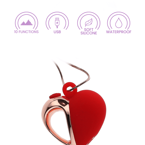 VIBRATING SILICONE HEART NECKLACE