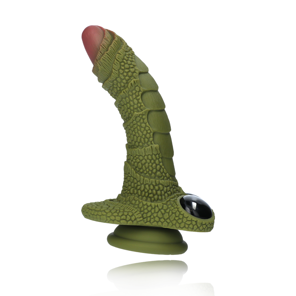 SWAMP MONSTER GREEN SCALY SILICONE DILDO