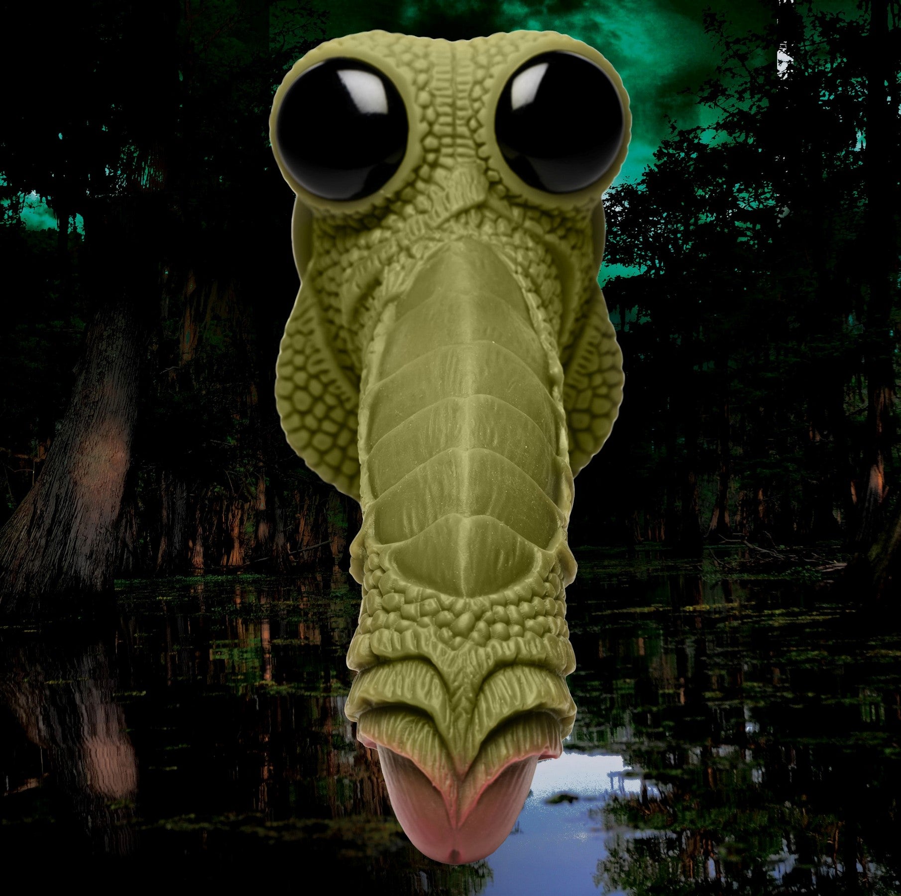 SWAMP MONSTER GREEN SCALY SILICONE DILDO