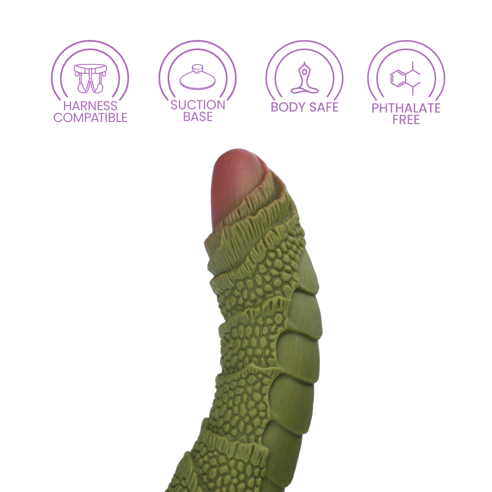 SWAMP MONSTER GREEN SCALY SILICONE DILDO