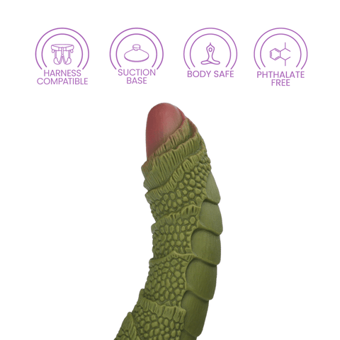 SWAMP MONSTER GREEN SCALY SILICONE DILDO