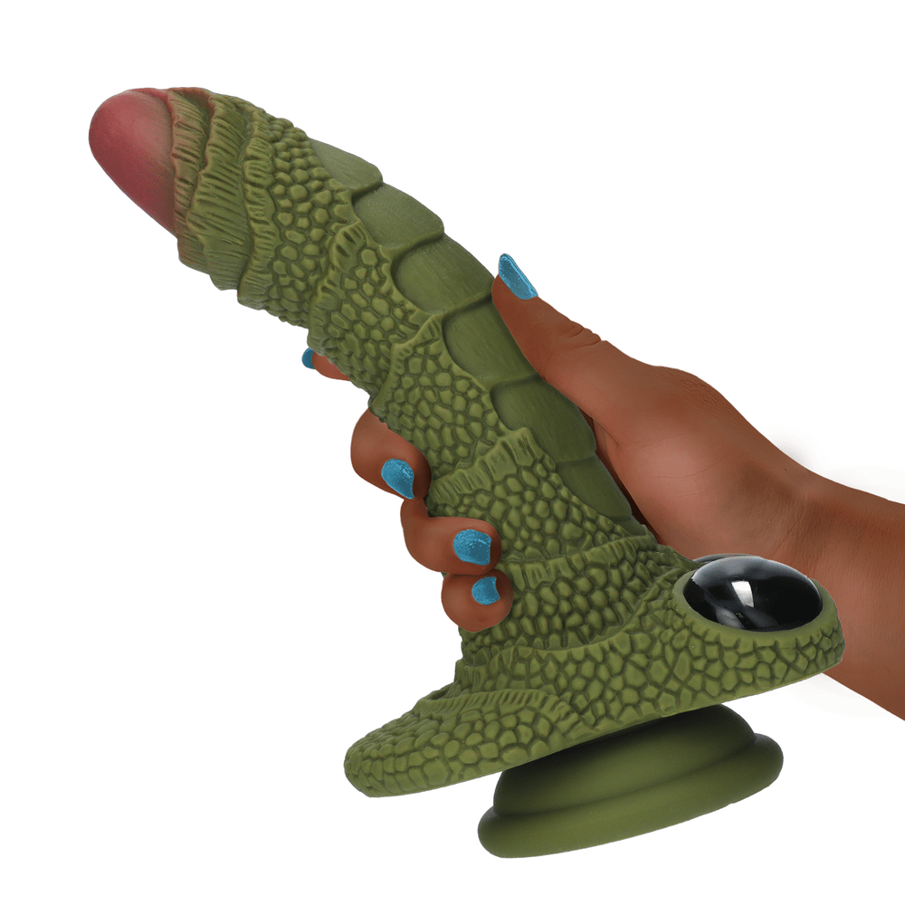 SWAMP MONSTER GREEN SCALY SILICONE DILDO