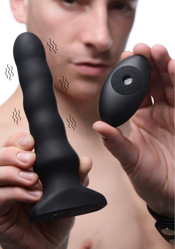 SILICONE VIBRATING & SQUIRMING PLUG WITH REMOTE CONTROL
