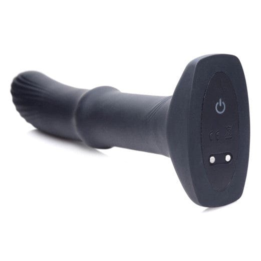 SLIDING SHAFT SILICONE VIBRATOR W/ REMOTE - BLACK