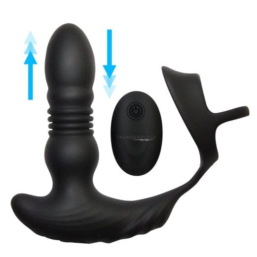 10X THRUSTING SILICONE VIBRATOR W/ COCK & BALL STRAP & REMOTE