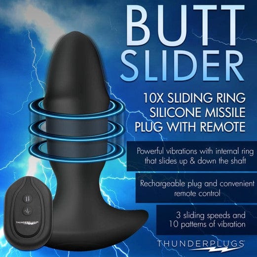 BUTT SLIDER 10X SLIDING RING SILICONE MISSILE PLUG W/ REMOTE