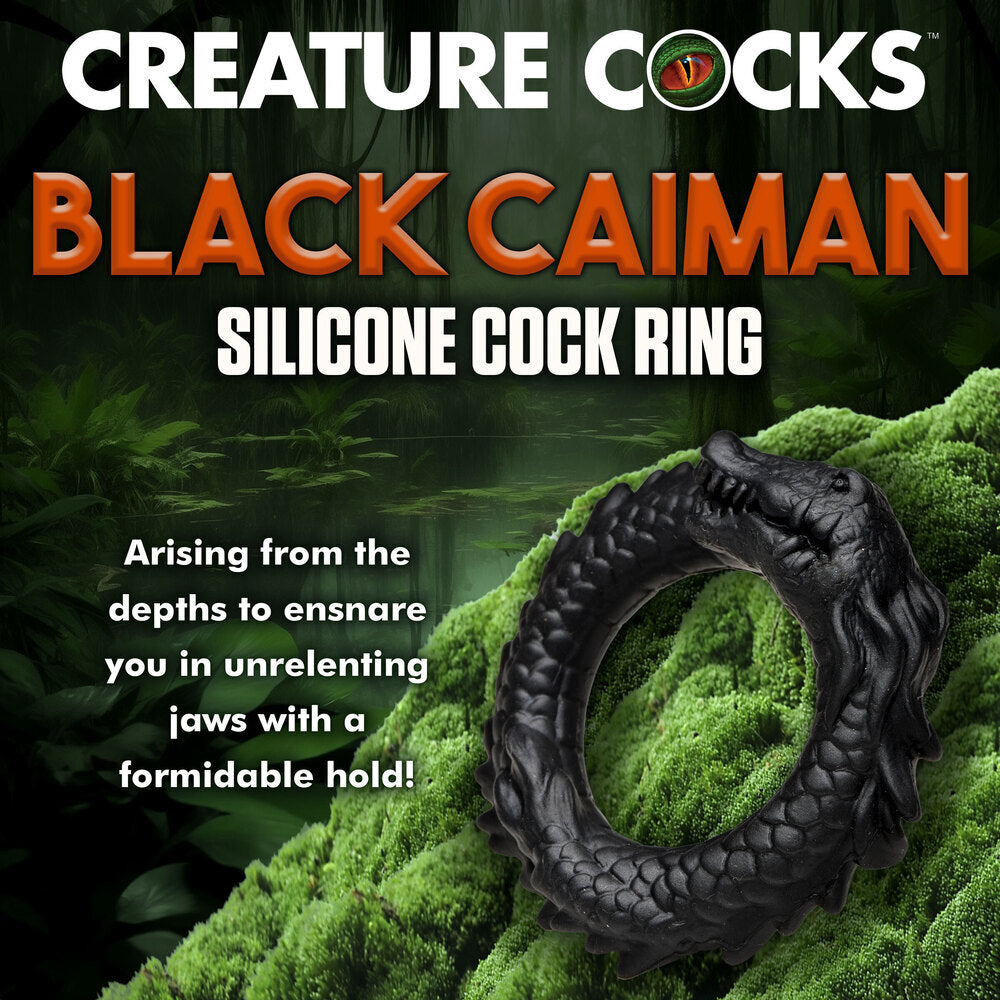 BLACK CAIMAN SILICONE COCK RING