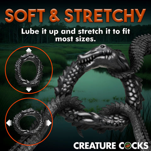 BLACK CAIMAN SILICONE COCK RING