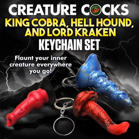 KING COBRA, HELL-HOUND, & LORD KRAKEN KEYCHAIN SET