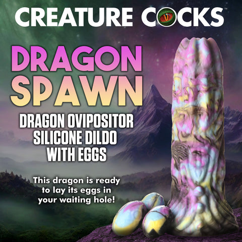 DRAGON SPAWN DRAGON OVIPOSITOR SILICONE DILDO WITH EGGS