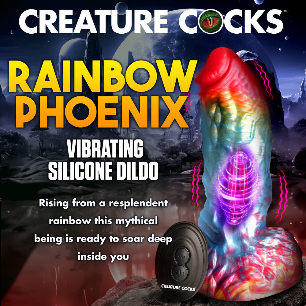 RAINBOW PHOENIX VIBRATING SILICONE DILDO