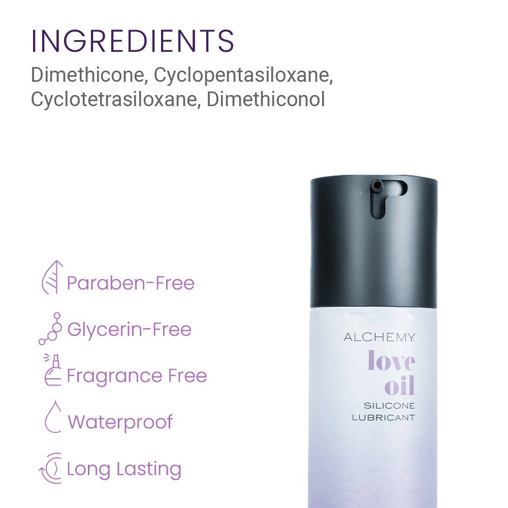 Alchemy Love Oil Silicone Personal Lubricant ingredients and features