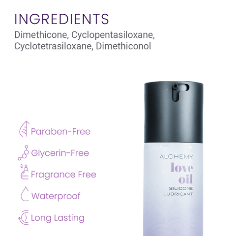 Alchemy Love Oil Silicone Personal Lubricant ingredients and features