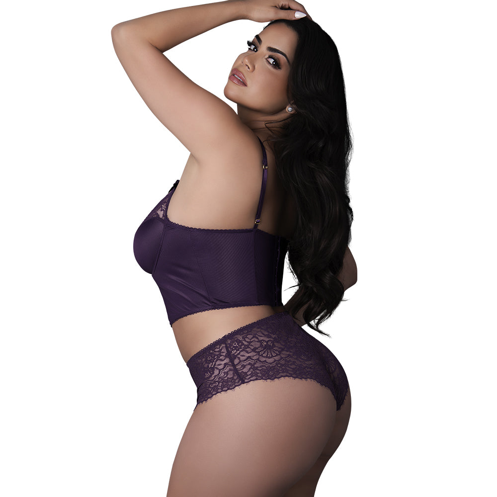 Leather & Lace Balconette Bustier & Cheeky Short