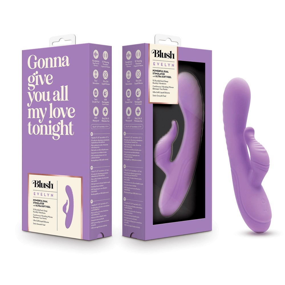 Blush Evelyn purple rabbit vibrator with box